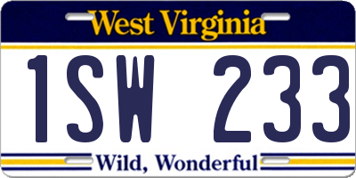 WV license plate 1SW233