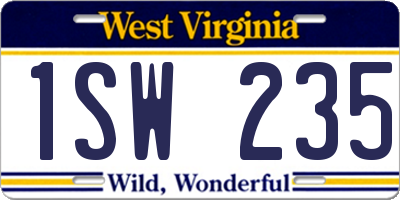 WV license plate 1SW235