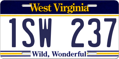 WV license plate 1SW237