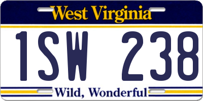 WV license plate 1SW238