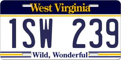 WV license plate 1SW239