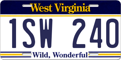 WV license plate 1SW240