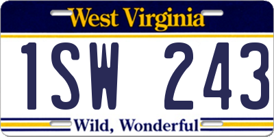 WV license plate 1SW243