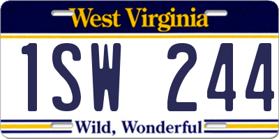 WV license plate 1SW244