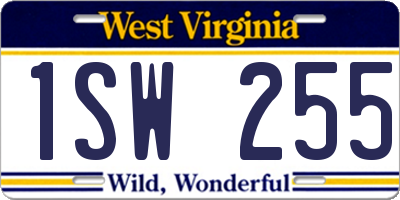 WV license plate 1SW255