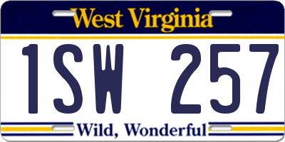 WV license plate 1SW257