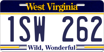 WV license plate 1SW262