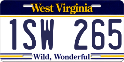 WV license plate 1SW265