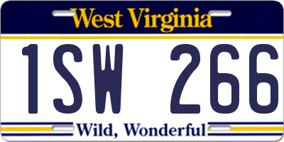 WV license plate 1SW266