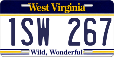 WV license plate 1SW267