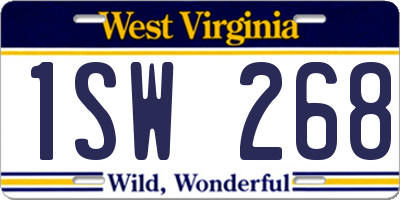 WV license plate 1SW268