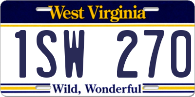 WV license plate 1SW270