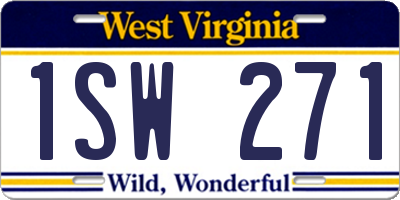 WV license plate 1SW271