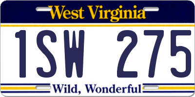WV license plate 1SW275