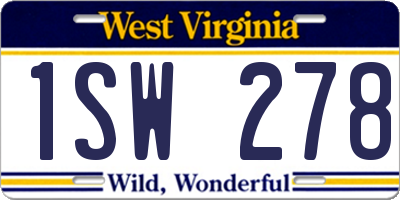 WV license plate 1SW278
