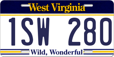 WV license plate 1SW280