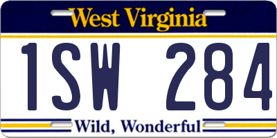 WV license plate 1SW284