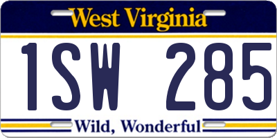WV license plate 1SW285