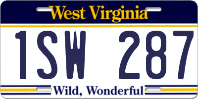 WV license plate 1SW287