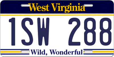 WV license plate 1SW288