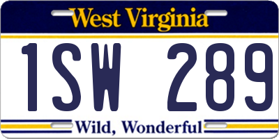 WV license plate 1SW289