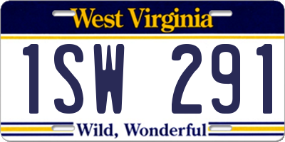 WV license plate 1SW291