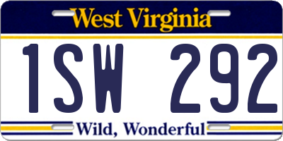 WV license plate 1SW292