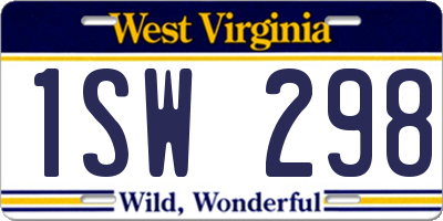 WV license plate 1SW298