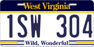WV license plate 1SW304