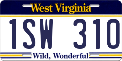 WV license plate 1SW310