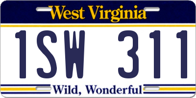 WV license plate 1SW311