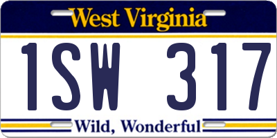 WV license plate 1SW317