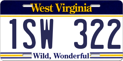 WV license plate 1SW322