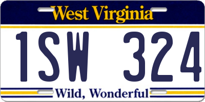 WV license plate 1SW324