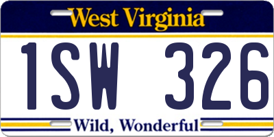 WV license plate 1SW326