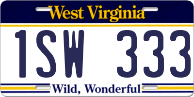 WV license plate 1SW333