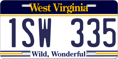 WV license plate 1SW335