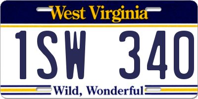 WV license plate 1SW340