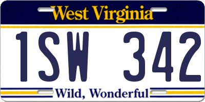 WV license plate 1SW342
