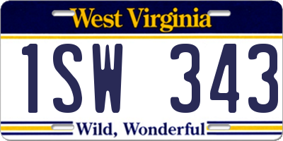 WV license plate 1SW343