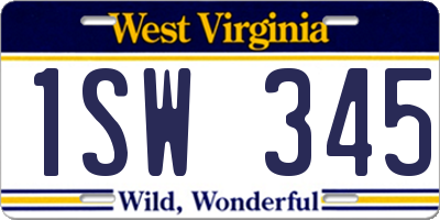 WV license plate 1SW345