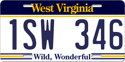 WV license plate 1SW346