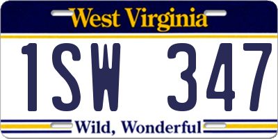WV license plate 1SW347