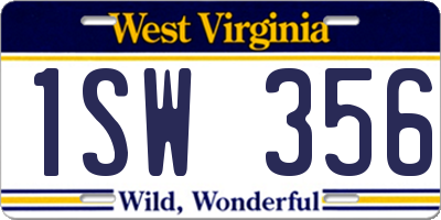 WV license plate 1SW356