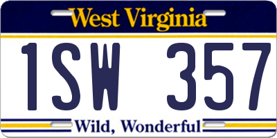 WV license plate 1SW357