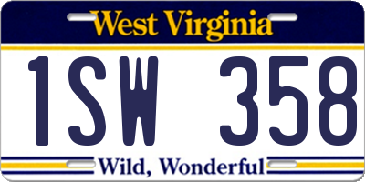 WV license plate 1SW358