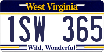 WV license plate 1SW365