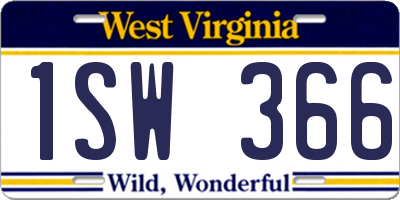 WV license plate 1SW366