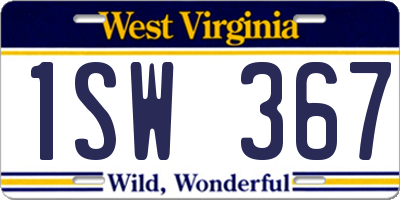 WV license plate 1SW367