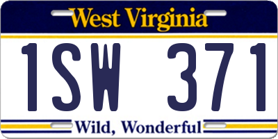 WV license plate 1SW371